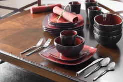 Red Soho Square 16-Piece Dinnerware Set -Home Decor Store 320018874 7 1