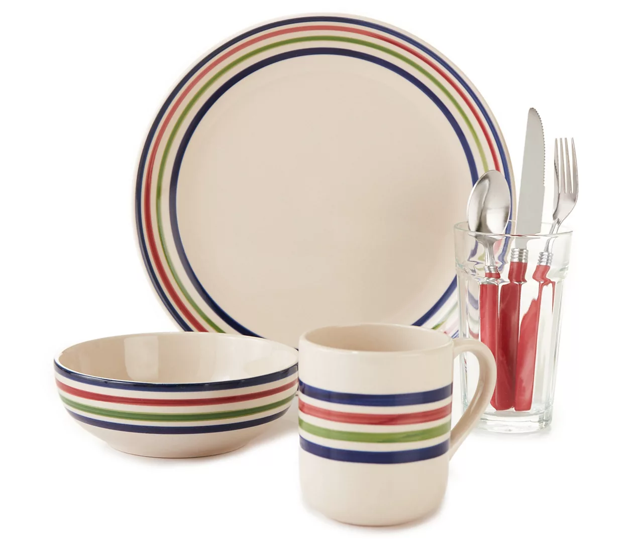 Multi-Color Band 28-Piece Dinnerware Set 1 Multi-Color Band 28-Piece Dinnerware Set