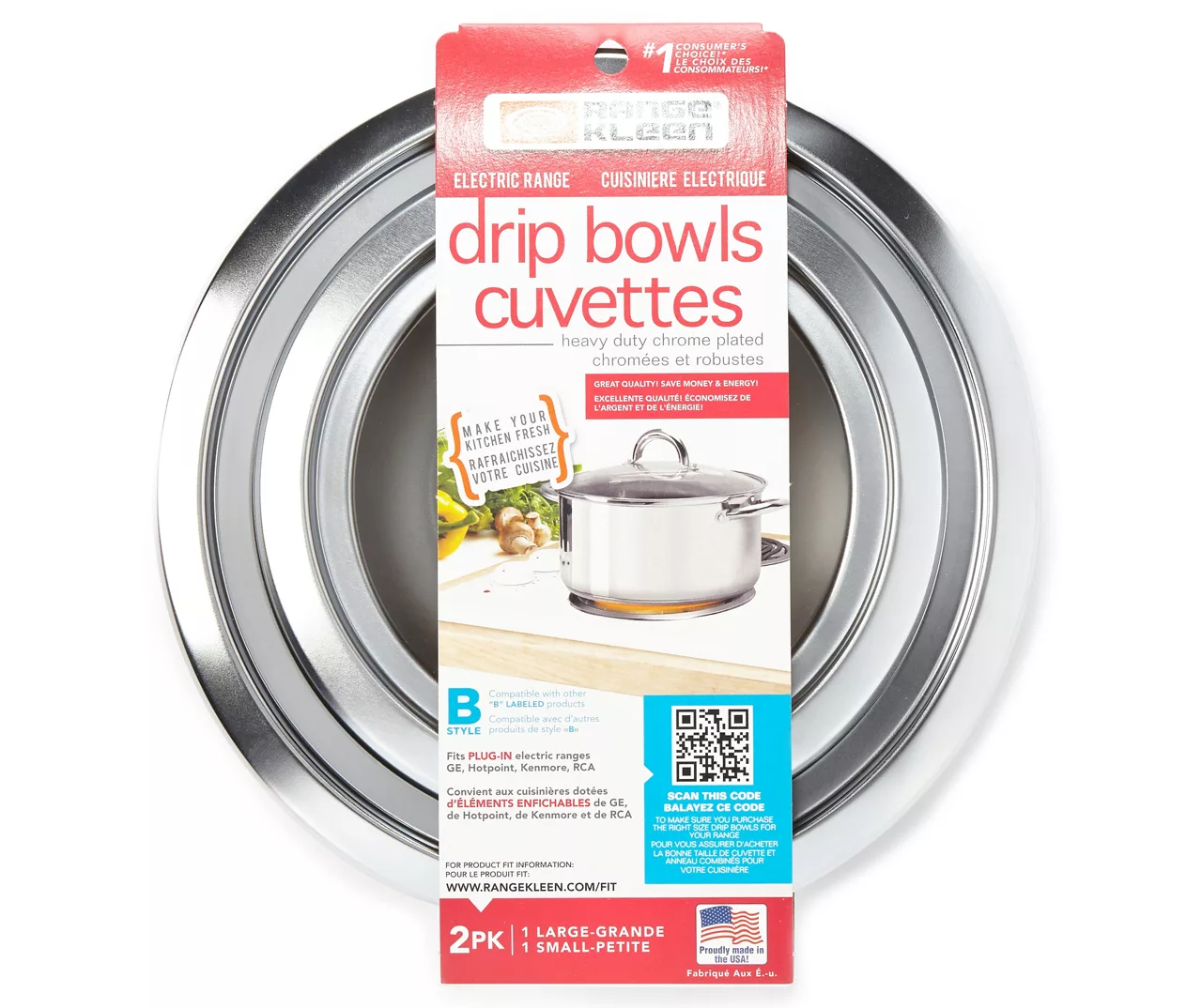 Style B Chrome Drip Bowls, 2-Pack 1 Style B Chrome Drip Bowls, 2-Pack
