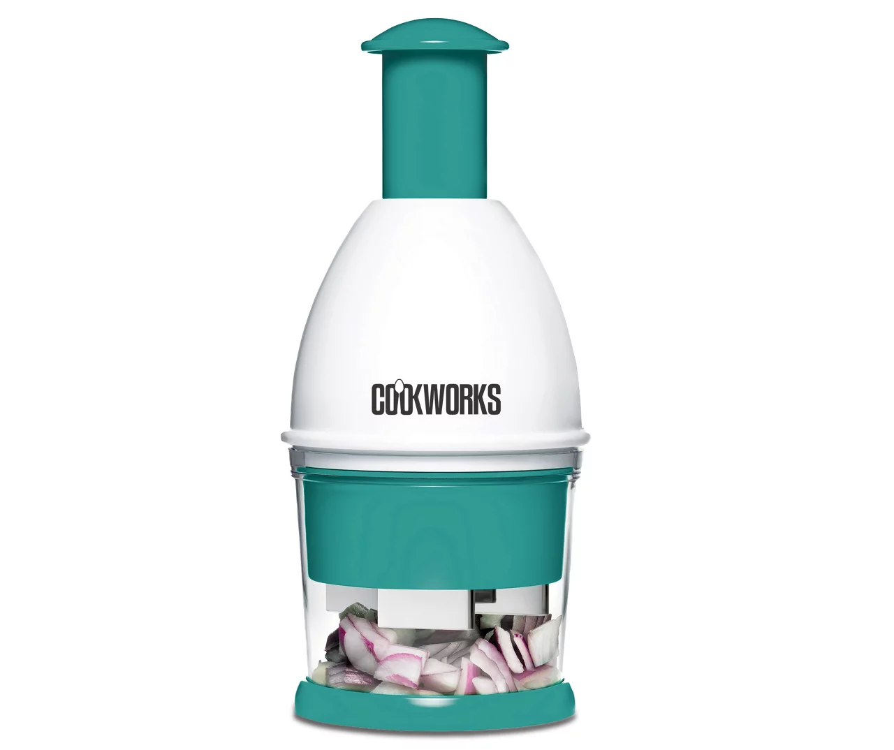 White & Aqua Mini Hand Chopper 1 White & Aqua Mini Hand Chopper