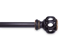 Oil Rubbed Bronze Agatha Fast Fit Easy Install Decorative Window Curtain Rod, (42" - 120")