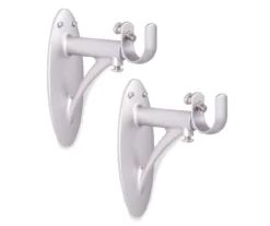 Brushed Nickel Fast Fit Adjustable Curtain Rod Brackets, 2-Pack