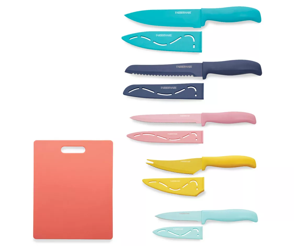 Pastel 11-Piece Knives & Cutting Board Set 1 Pastel 11-Piece Knives & Cutting Board Set