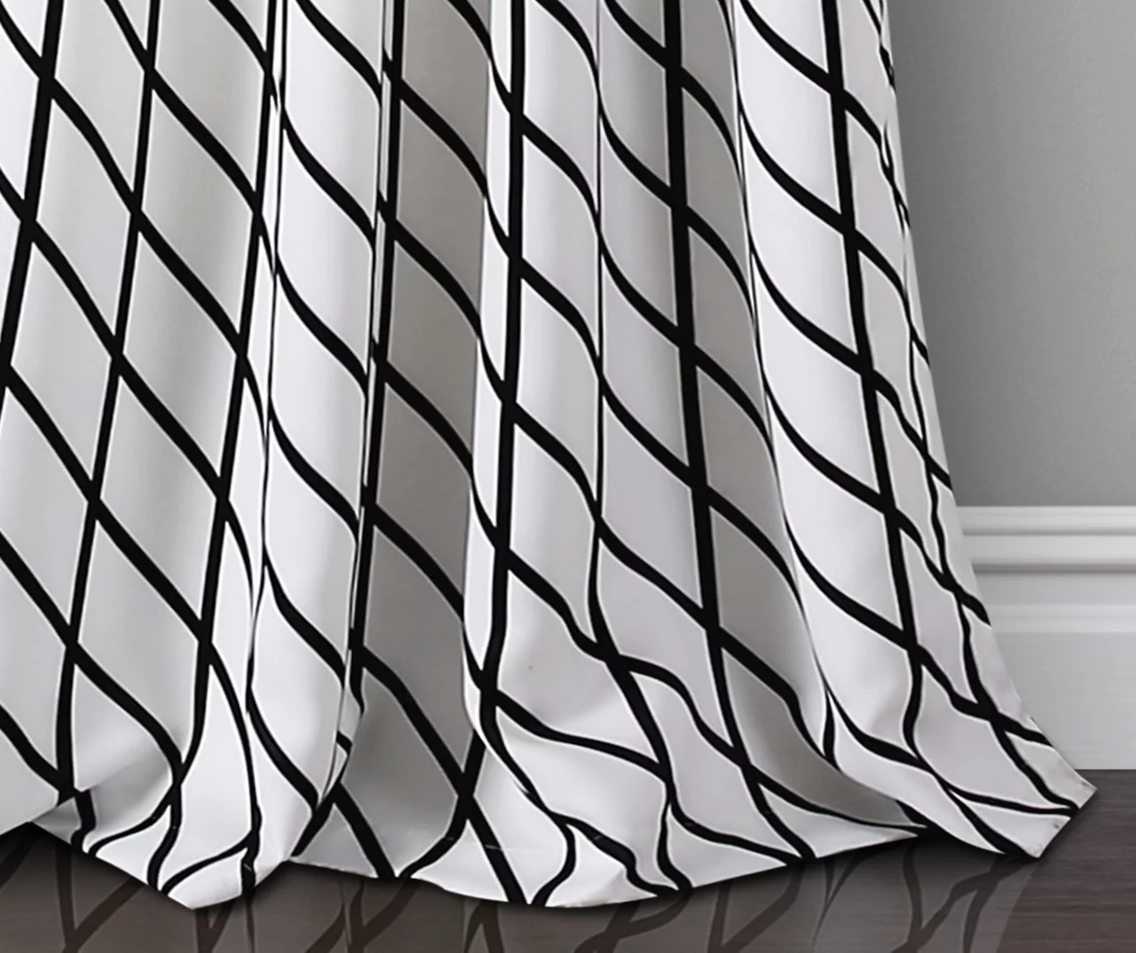 Feather Arrow Geo White & Black Room-Darkening Grommet Curtain Panel Pair, (84") 4 Feather Arrow Geo White & Black Room-Darkening Grommet Curtain Panel Pair, (84") - Image 4