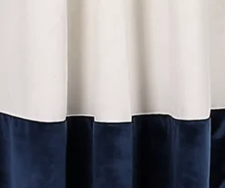 Prima Velvet Color Block White & Navy Room-Darkening Grommet Curtain Panel Pair, (84") -Home Decor Store 810468152 2