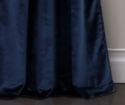 Prima Velvet Color Block White & Navy Room-Darkening Grommet Curtain Panel Pair, (84") -Home Decor Store 810468152 3