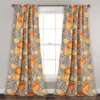 Poppy Garden Yellow & Gray Room-Darkening Back Tab Curtain Panel Pair, (95")
