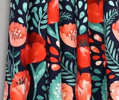 Poppy Garden Navy & Red Room-Darkening Back Tab Curtain Panel Pair, (84") -Home Decor Store 810468161 2