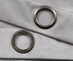 Prima Velvet Light Gray Room-Darkening Grommet Curtain Panel Pair, (84") -Home Decor Store 810468168 3