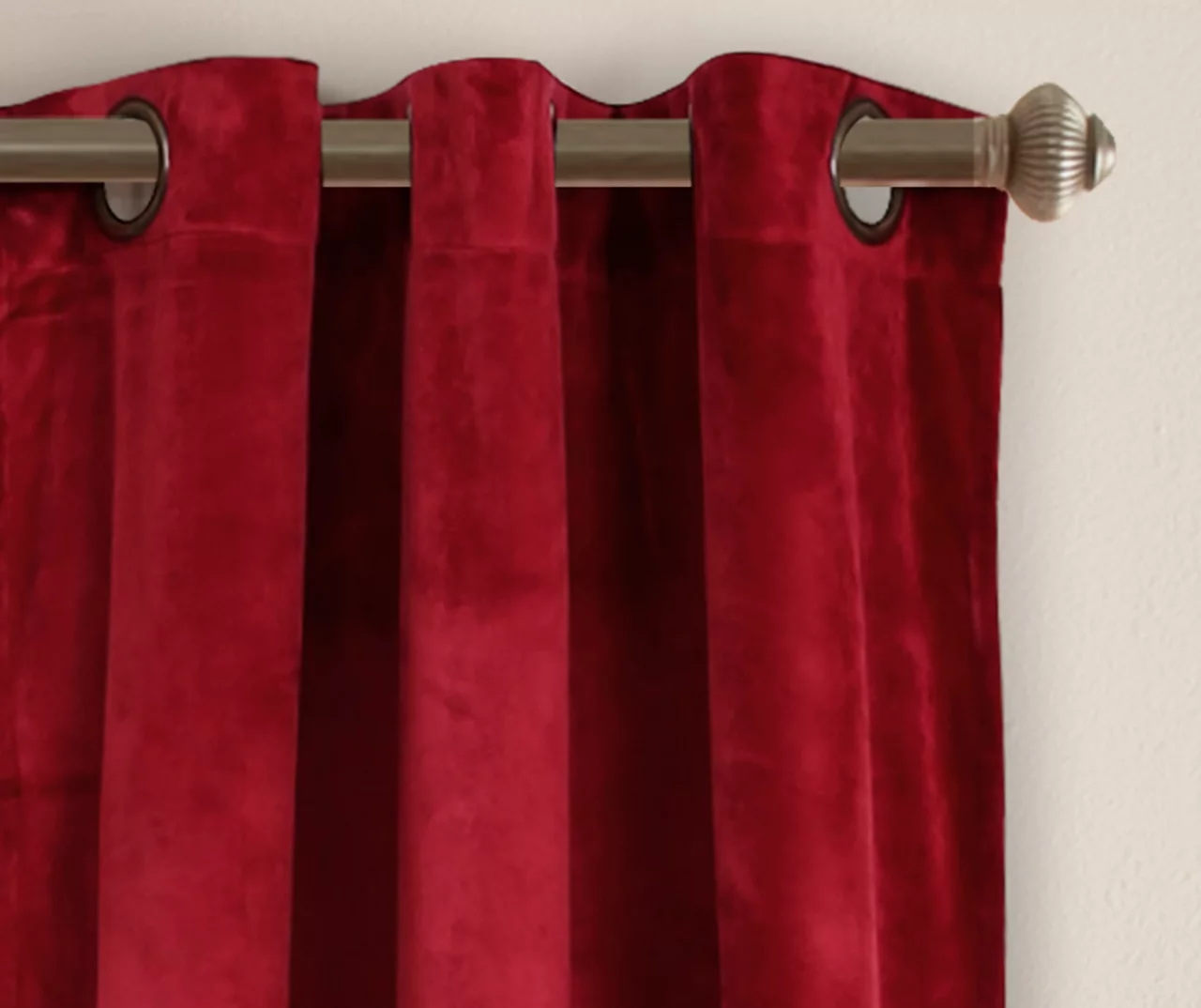Prima Velvet Red Room-Darkening Grommet Curtain Panel Pair, (84") 2 Prima Velvet Red Room-Darkening Grommet Curtain Panel Pair, (84") - Image 2