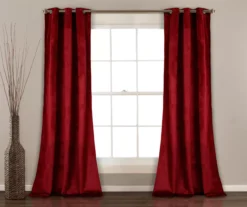 Prima Velvet Red Room-Darkening Grommet Curtain Panel Pair, (84")