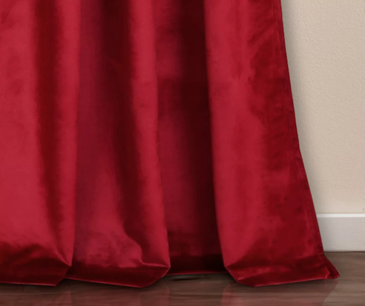Prima Velvet Red Room-Darkening Grommet Curtain Panel Pair, (84") 4 Prima Velvet Red Room-Darkening Grommet Curtain Panel Pair, (84") - Image 4
