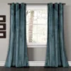 Prima Velvet Slate Blue Room-Darkening Grommet Curtain Panel Pair, (84")