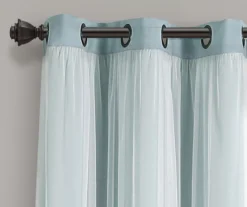 Lush Blue Blackout Grommet Curtain Panel Pair With Sheer Overlay, (84") -Home Decor Store 810468186 4