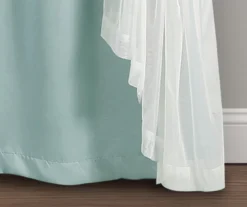 Lush Blue Blackout Grommet Curtain Panel Pair With Sheer Overlay, (84") -Home Decor Store 810468186 5