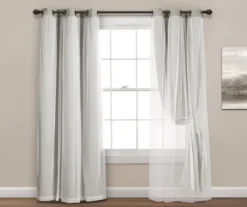Lush Light Gray Blackout Grommet Curtain Panel Pair With Sheer Overlay, (84") -Home Decor Store 810468193 3