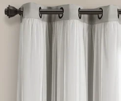 Lush Light Gray Blackout Grommet Curtain Panel Pair With Sheer Overlay, (84") -Home Decor Store 810468193 4