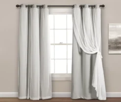 Lush Blackout Grommet Curtain Panel Pair With Sheer Overlay -Home Decor Store 810468194
