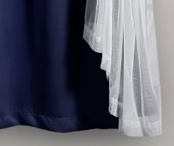 Lush Navy Blackout Grommet Curtain Panel Pair With Sheer Overlay, (63") 12 Lush Navy Blackout Grommet Curtain Panel Pair With Sheer Overlay, (63") -Home Decor Store 810468195 5