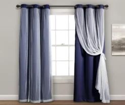 Lush Blackout Grommet Curtain Panel Pair With Sheer Overlay -Home Decor Store 810468196