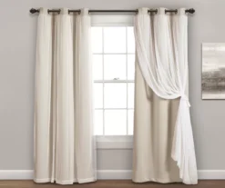 Lush Blackout Grommet Curtain Panel Pair With Sheer Overlay -Home Decor Store 810468203