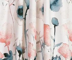 Zuri Flora Blue & Coral Room-Darkening Back Tab Curtain Panel Pair, (95") 9 Zuri Flora Blue & Coral Room-Darkening Back Tab Curtain Panel Pair, (95") -Home Decor Store 810468253 2