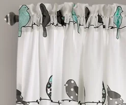 Rowley Birds Blue & Gray Room-Darkening Rod Pocket Curtain Panel Pair, (84") -Home Decor Store 810468260 2