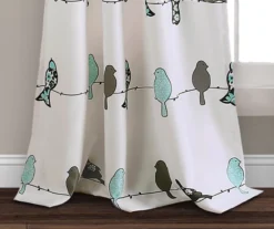 Rowley Birds Blue & Gray Room-Darkening Rod Pocket Curtain Panel Pair, (84") -Home Decor Store 810468260 3