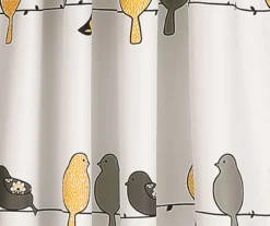 Rowley Birds Yellow & Gray Room-Darkening Rod Pocket Curtain Panel Pair, (84") -Home Decor Store 810468265 2