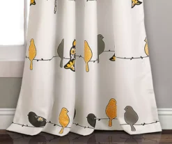 Rowley Birds Yellow & Gray Room-Darkening Rod Pocket Curtain Panel Pair, (84") -Home Decor Store 810468265 3