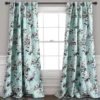 Tania Floral Blue & Gray Room-Darkening Back Tab Curtain Panel Pair, (84")