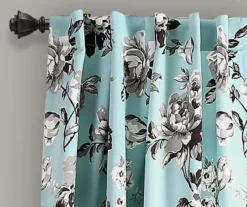 Tania Floral Blue & Gray Room-Darkening Back Tab Curtain Panel Pair, (84") -Home Decor Store 810468280 2