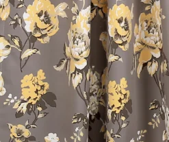 Tania Floral Gray & Yellow Room-Darkening Back Tab Curtain Panel Pair, (95") -Home Decor Store 810468283 3
