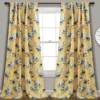 Tania Floral Yellow & Blue Room-Darkening Back Tab Curtain Panel Pair, (95")