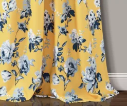 Tania Floral Yellow & Blue Room-Darkening Back Tab Curtain Panel Pair, (95") -Home Decor Store 810468286 2