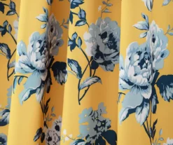 Tania Floral Yellow & Blue Room-Darkening Back Tab Curtain Panel Pair, (95") -Home Decor Store 810468286 3