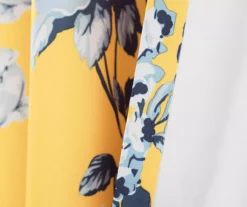 Tania Floral Yellow & Blue Room-Darkening Back Tab Curtain Panel Pair, (95") -Home Decor Store 810468286 4