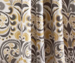 Clara Gray & Yellow Paisley Room-Darkening Rod Pocket Curtain Panel Pair, (84") -Home Decor Store 810468309 2