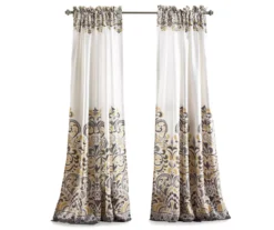 Clara Gray & Yellow Paisley Room-Darkening Rod Pocket Curtain Panel Pair, (84") -Home Decor Store 810468309 7