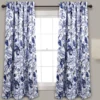 Cynthia Jacobean Blue Room-Darkening Rod Pocket Curtain Panel Pair
