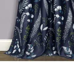 Devonia Allover Navy & Green Floral Room-Darkening Rod Pocket Curtain Panel Pair, (95") 11 Devonia Allover Navy & Green Floral Room-Darkening Rod Pocket Curtain Panel Pair, (95") -Home Decor Store 810468317 3