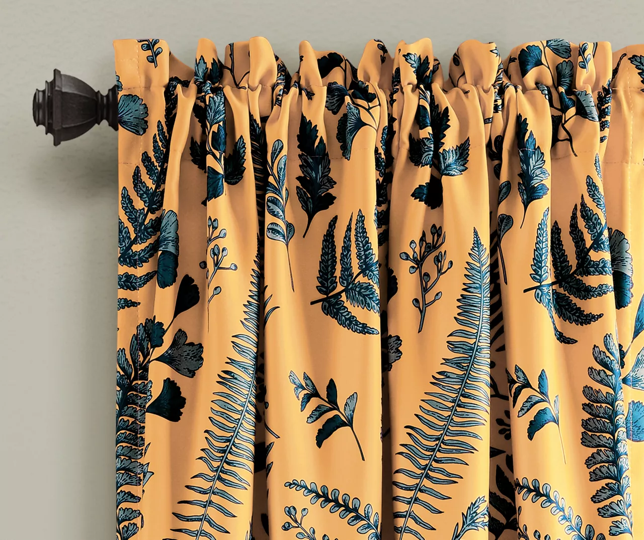 Devonia Allover Yellow & Blue Floral Room-Darkening Rod Pocket Curtain Panel Pair, (95") 2 Devonia Allover Yellow & Blue Floral Room-Darkening Rod Pocket Curtain Panel Pair, (95") - Image 2
