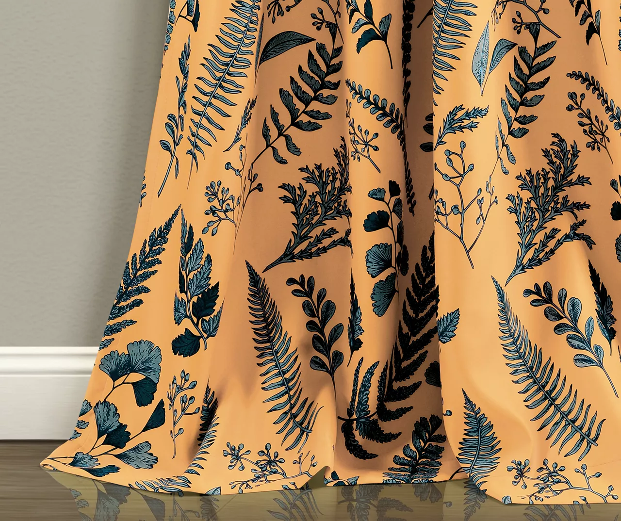 Devonia Allover Yellow & Blue Floral Room-Darkening Rod Pocket Curtain Panel Pair, (95") 4 Devonia Allover Yellow & Blue Floral Room-Darkening Rod Pocket Curtain Panel Pair, (95") - Image 4