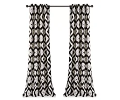 Diamond Ikat Black Room-Darkening Grommet Curtain Panel Pair, (84") -Home Decor Store 810468324 7