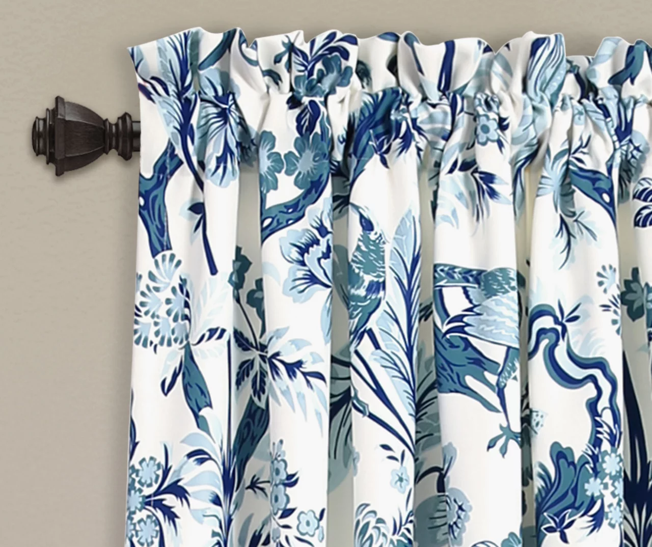 Dolores Blue & White Floral Room-Darkening Rod Pocket Curtain Panel Pair, (84") 2 Dolores Blue & White Floral Room-Darkening Rod Pocket Curtain Panel Pair, (84") - Image 2