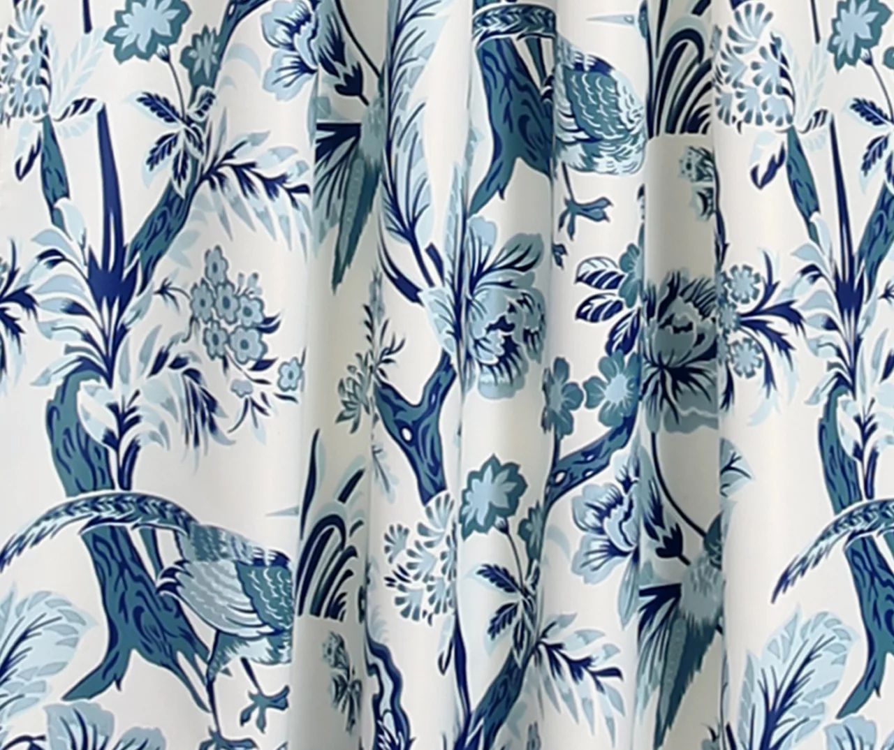 Dolores Blue & White Floral Room-Darkening Rod Pocket Curtain Panel Pair, (84") 3 Dolores Blue & White Floral Room-Darkening Rod Pocket Curtain Panel Pair, (84") - Image 3