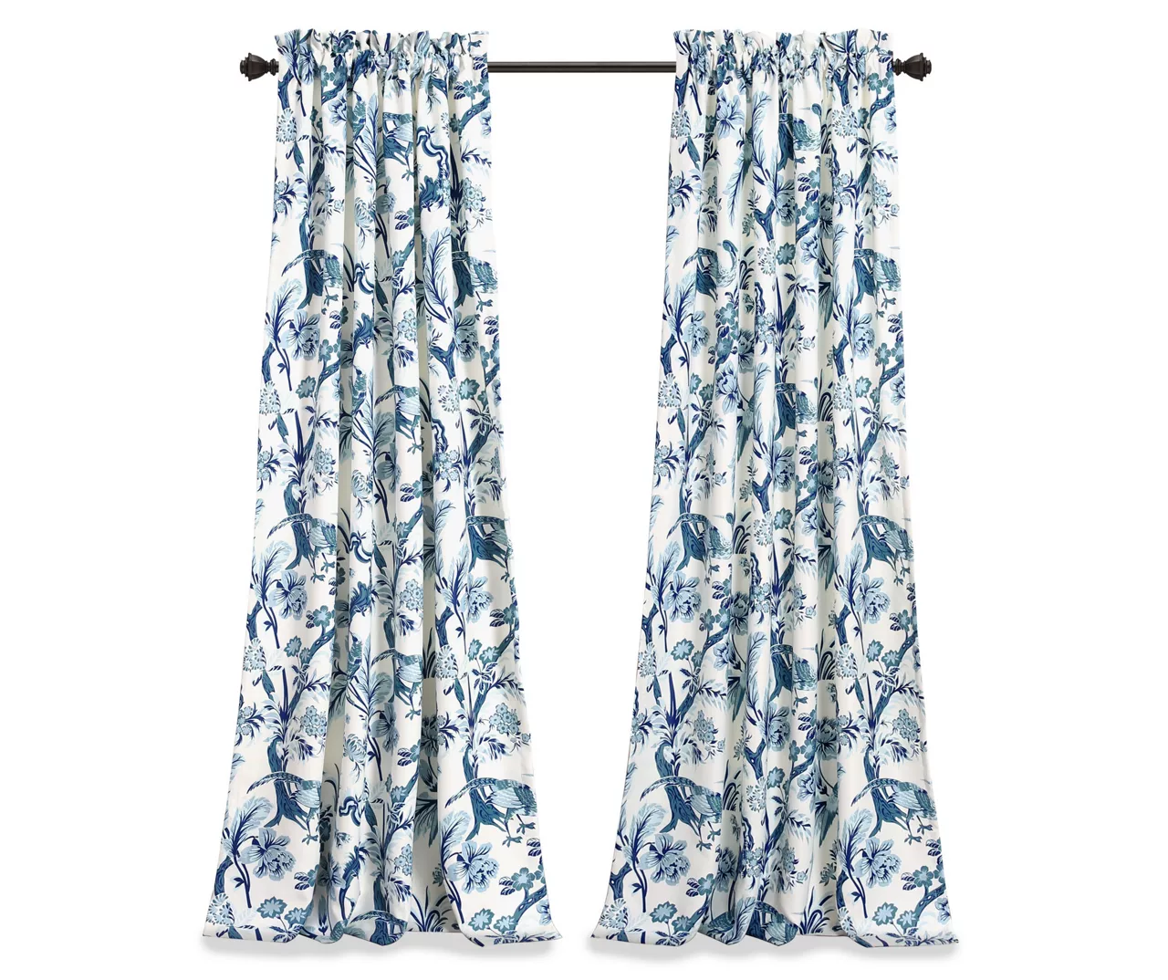 Dolores Blue & White Floral Room-Darkening Rod Pocket Curtain Panel Pair, (84") 7 Dolores Blue & White Floral Room-Darkening Rod Pocket Curtain Panel Pair, (84") - Image 7