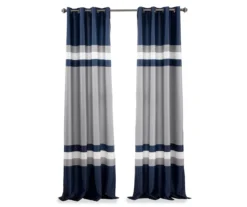 Alexander Stripe Navy Room-Darkening Grommet Curtain Panel Pair, (84") -Home Decor Store 810468334 7