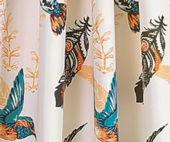 Bird Breeze Orange & Aqua Room-Darkening Rod Pocket Curtain Panel Pair, (84") -Home Decor Store 810468352 2