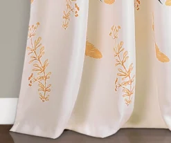 Bird Breeze Orange & Aqua Room-Darkening Rod Pocket Curtain Panel Pair, (84") -Home Decor Store 810468352 3